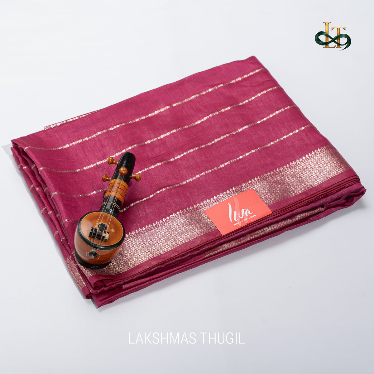 Soft Silk Saree - LIVA - Berry Rose with Antique Golden Zari