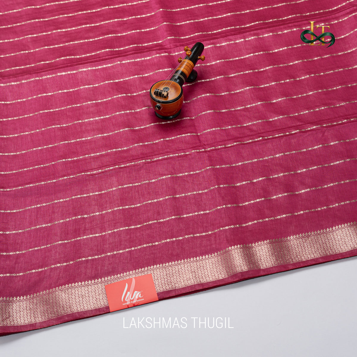 Soft Silk Saree - LIVA - Berry Rose with Antique Golden Zari