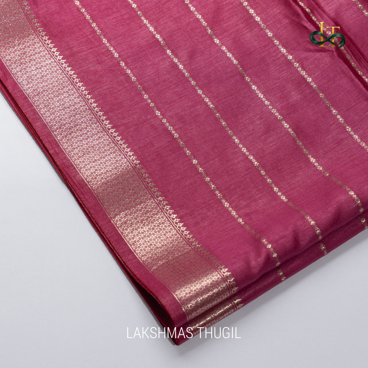 Soft Silk Saree - LIVA - Berry Rose with Antique Golden Zari