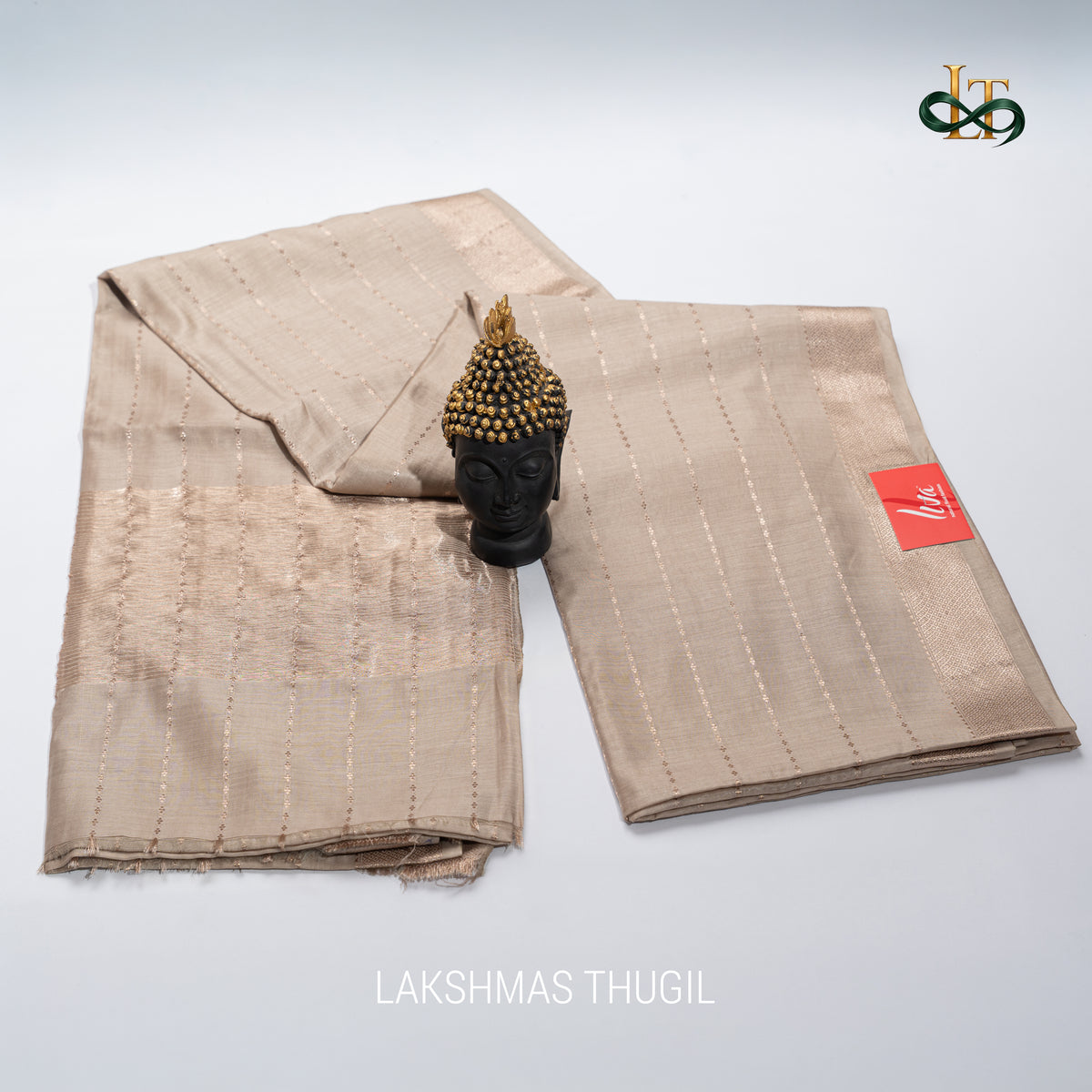 Soft Silk Saree - LIVA - Soft Beige with Champagne Gold Golden Zari