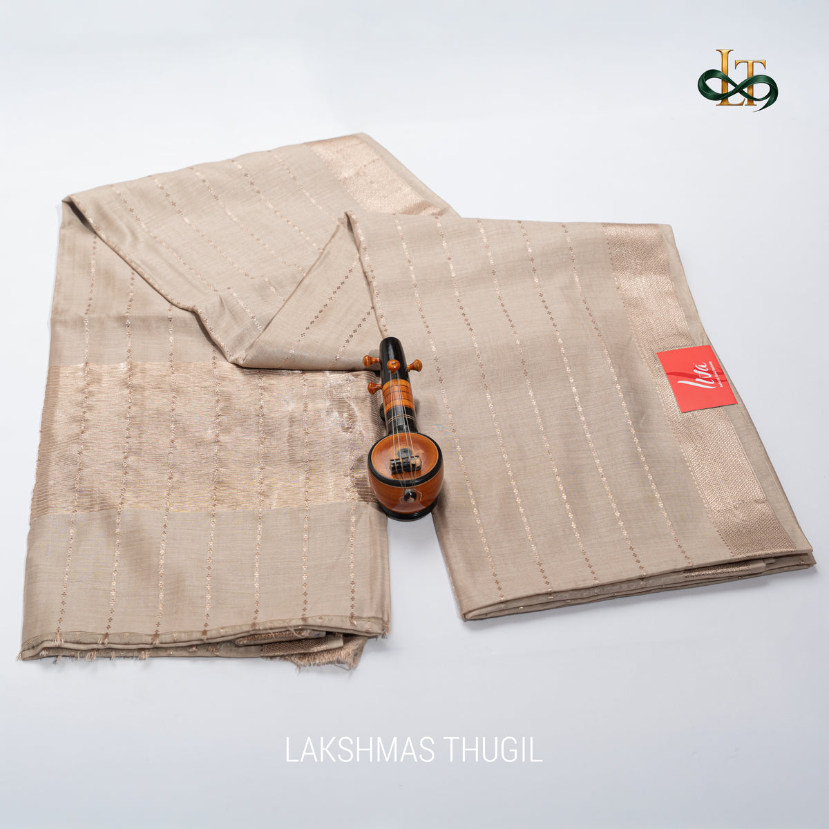 Soft Silk Saree - LIVA - Soft Beige with Champagne Gold Golden Zari