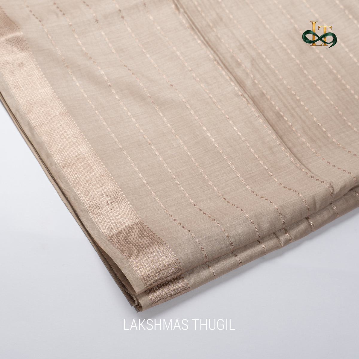Soft Silk Saree - LIVA - Soft Beige with Champagne Gold Golden Zari
