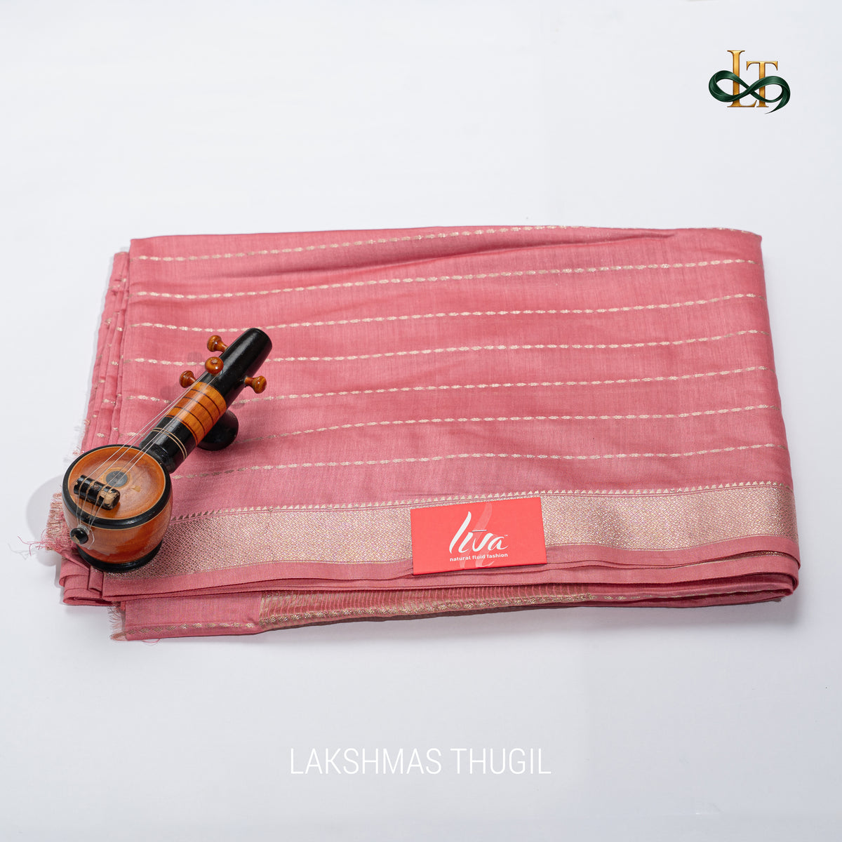 Soft Silk Saree - LIVA - Rose Gold with Antique Golden Zari