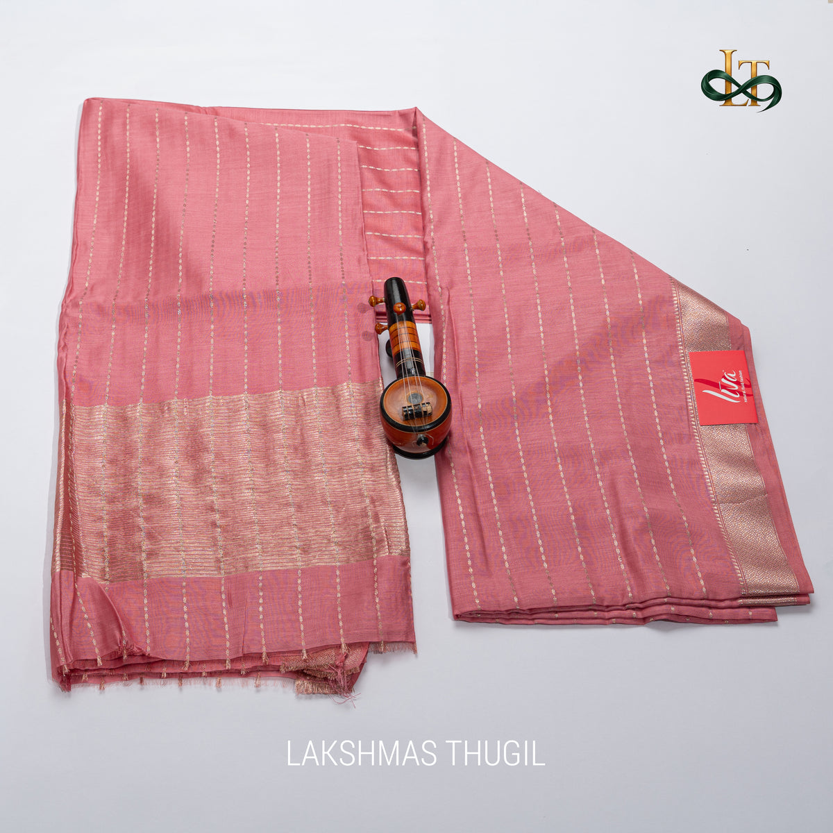 Soft Silk Saree - LIVA - Rose Gold with Antique Golden Zari
