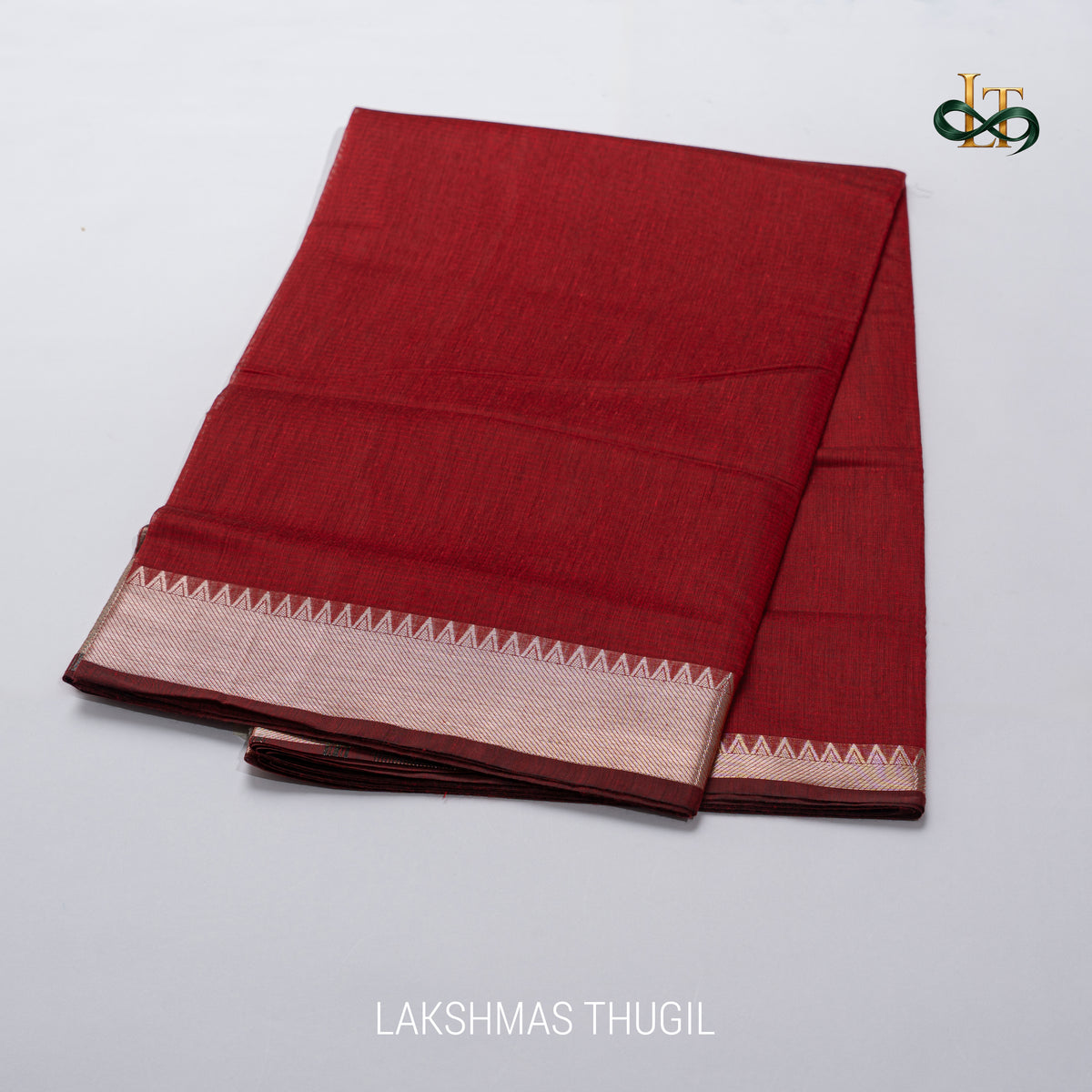 Mangalgiri Cotton Saree – Red with Golden Zari Temple border