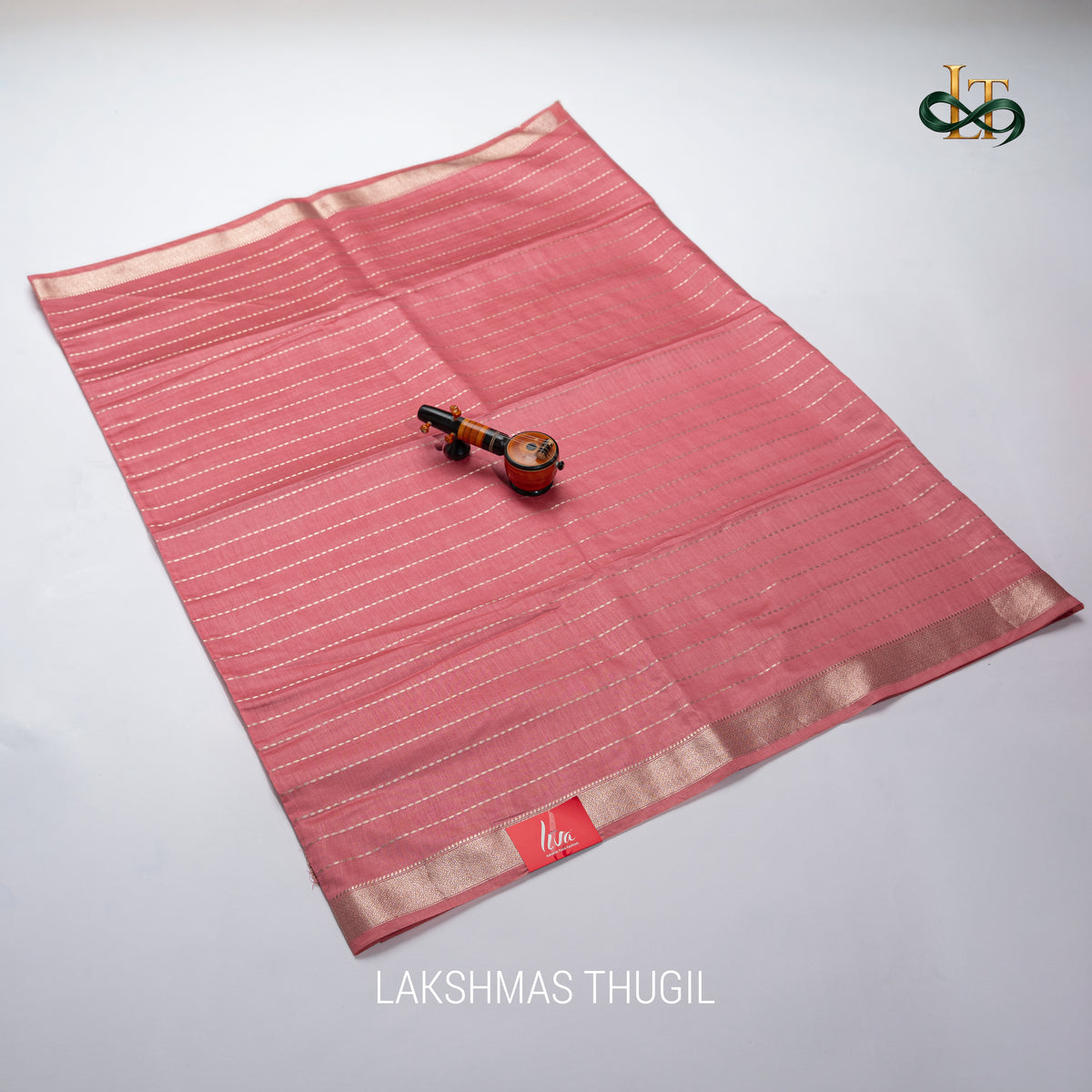 Soft Silk Saree - LIVA - Rose Gold with Antique Golden Zari