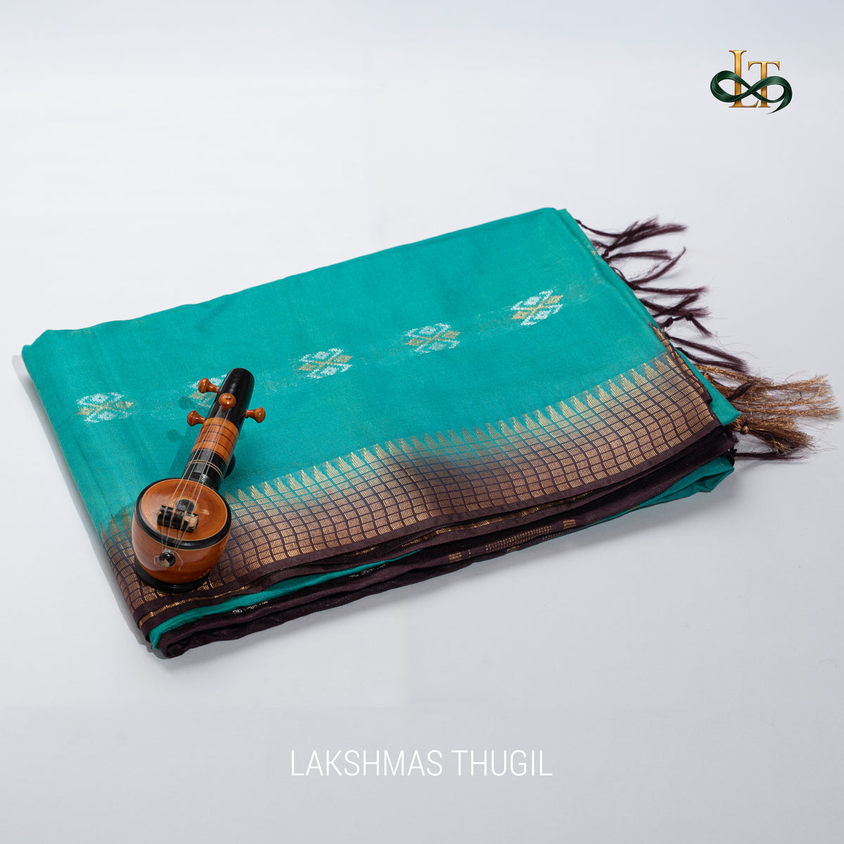 Soft Silk Saree - Emerald Green and Dark Chocolate with Golden Zari