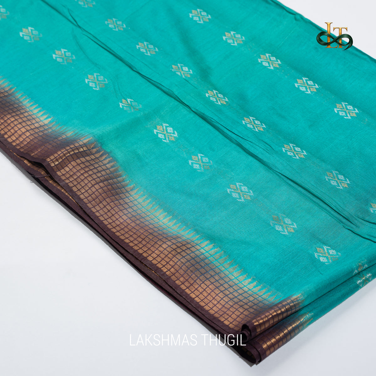 Soft Silk Saree - Emerald Green and Dark Chocolate with Golden Zari