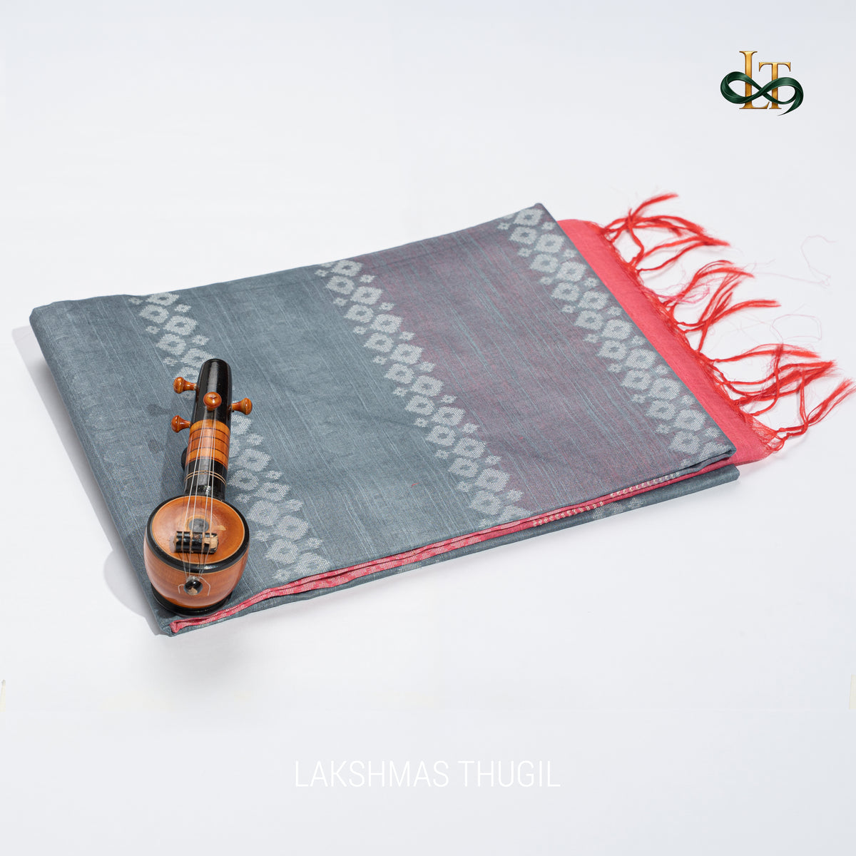 Soft Silk Saree - Sage Grey with Blush Pink