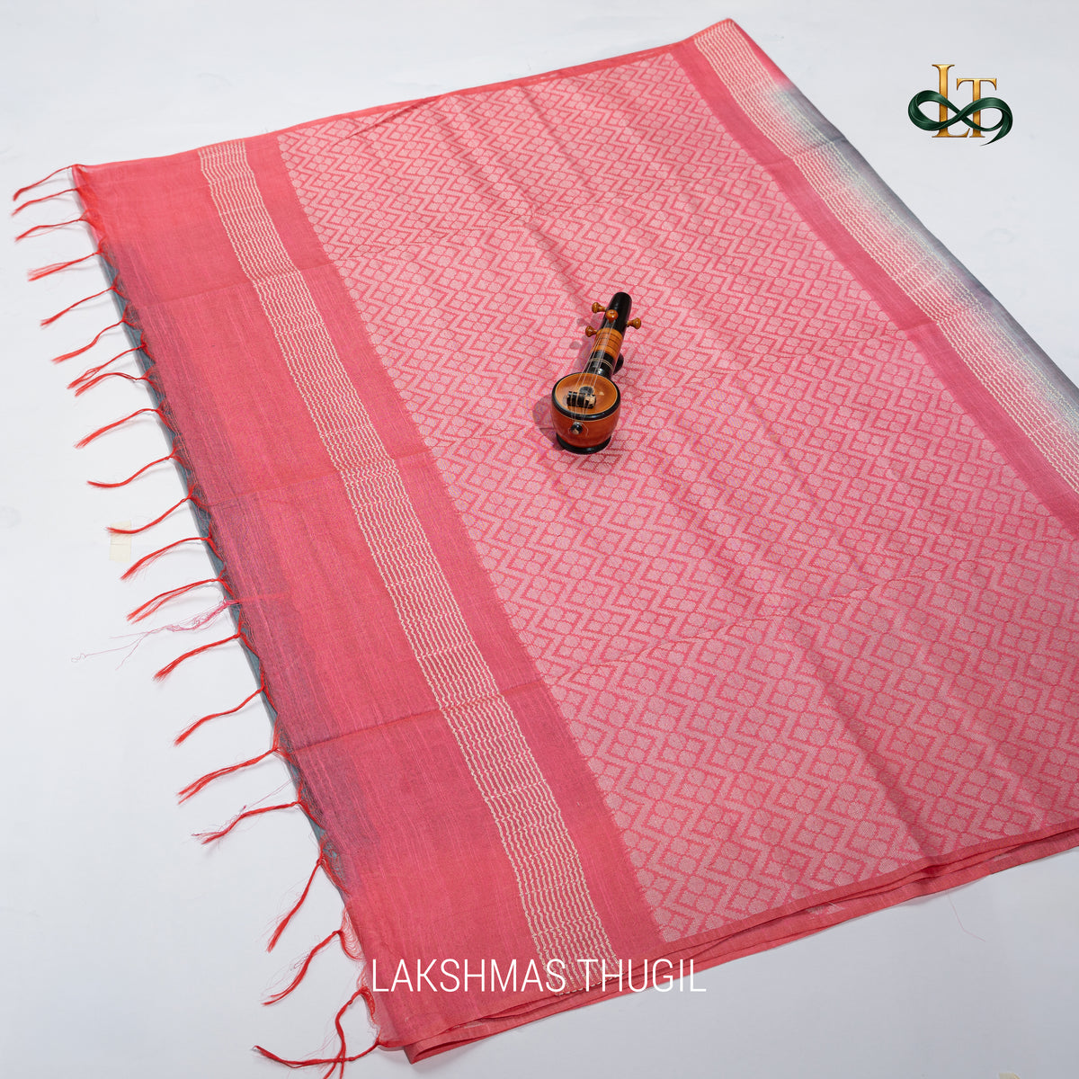 Soft Silk Saree - Sage Grey with Blush Pink