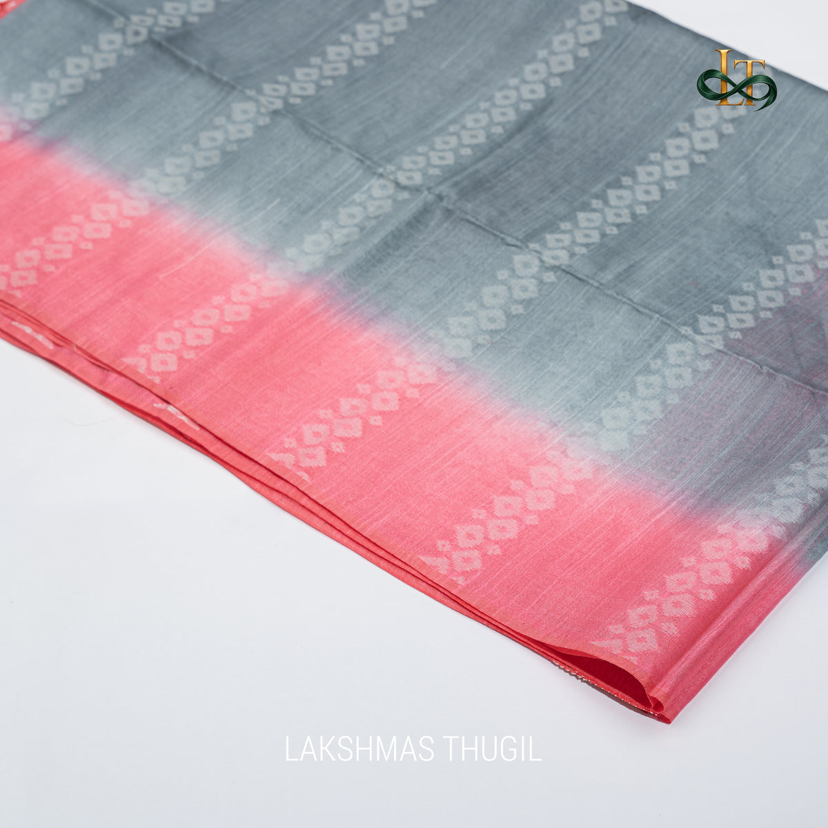 Soft Silk Saree - Sage Grey with Blush Pink