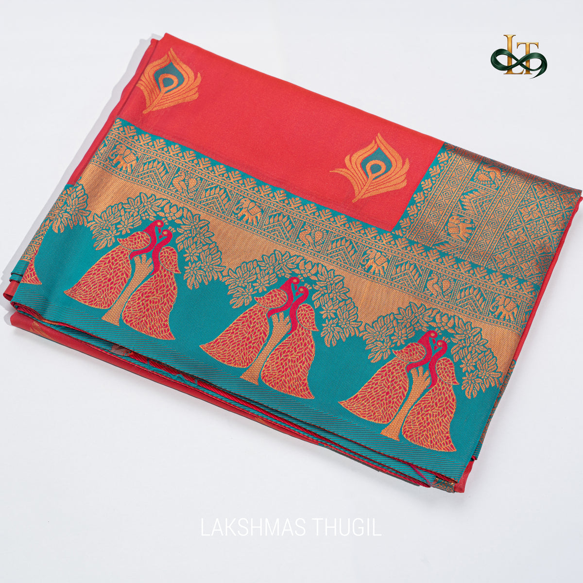 Kota Silk Saree - Rani Pink and Peacock Motifs with Antique Gold Zari