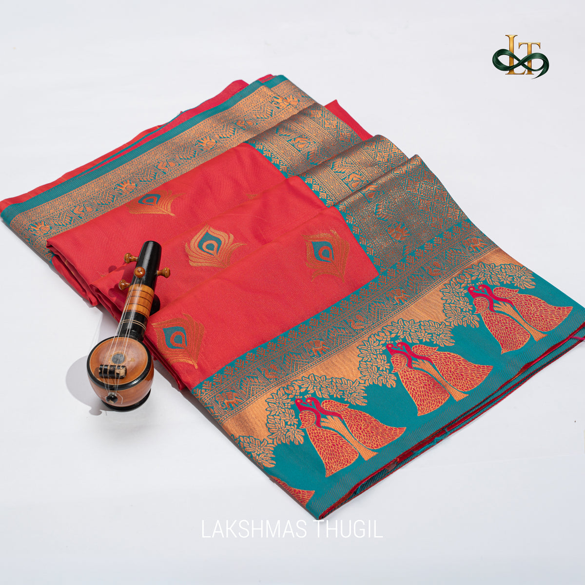 Kota Silk Saree - Rani Pink and Peacock Motifs with Antique Gold Zari