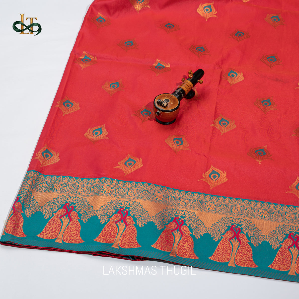 Kota Silk Saree - Rani Pink and Peacock Motifs with Antique Gold Zari