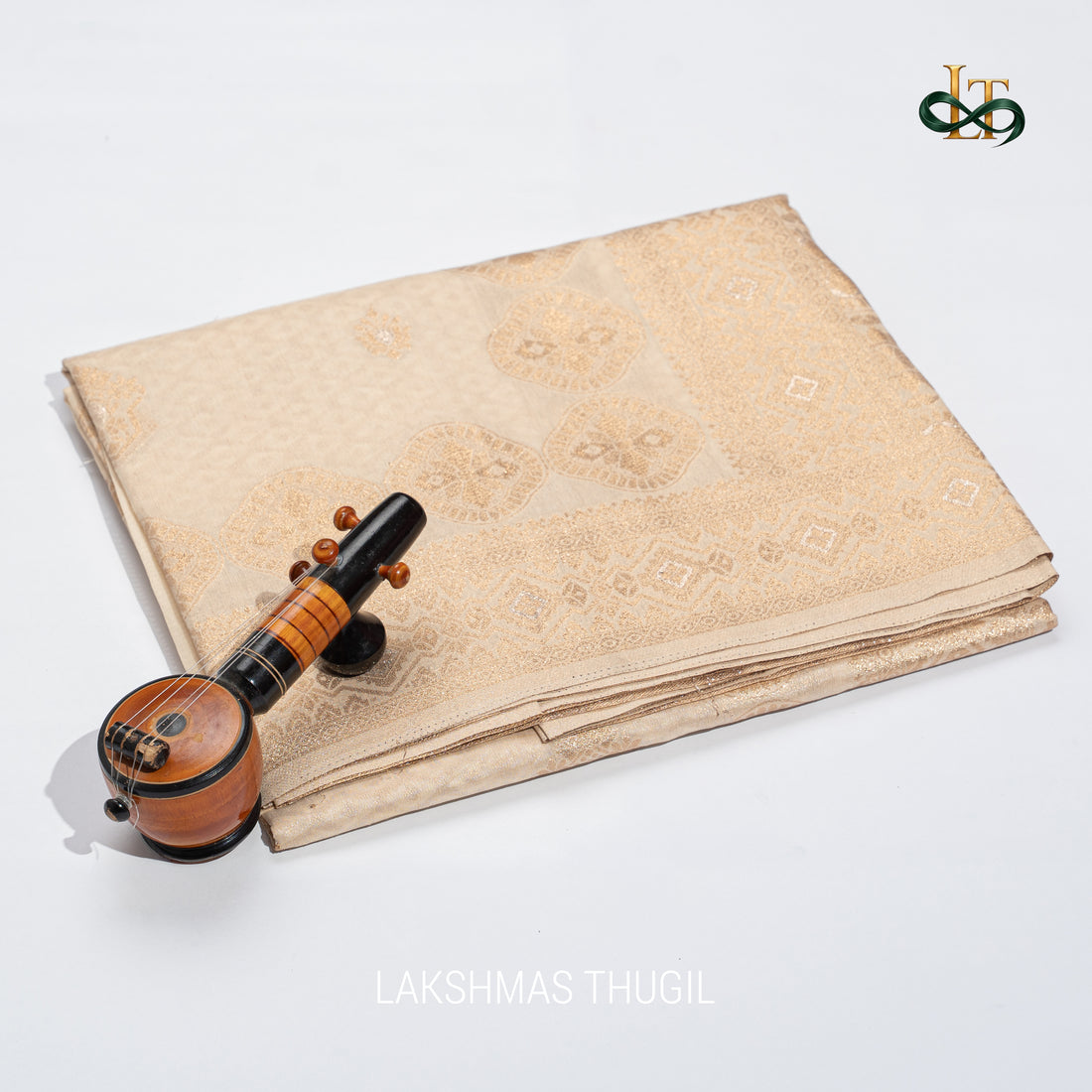 Kota Silk Saree - Ivory with Antique Gold Floral Zari