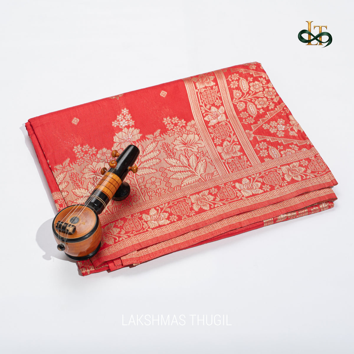 Kota Silk Saree - Dark Red with Antique Gold Floral Zari