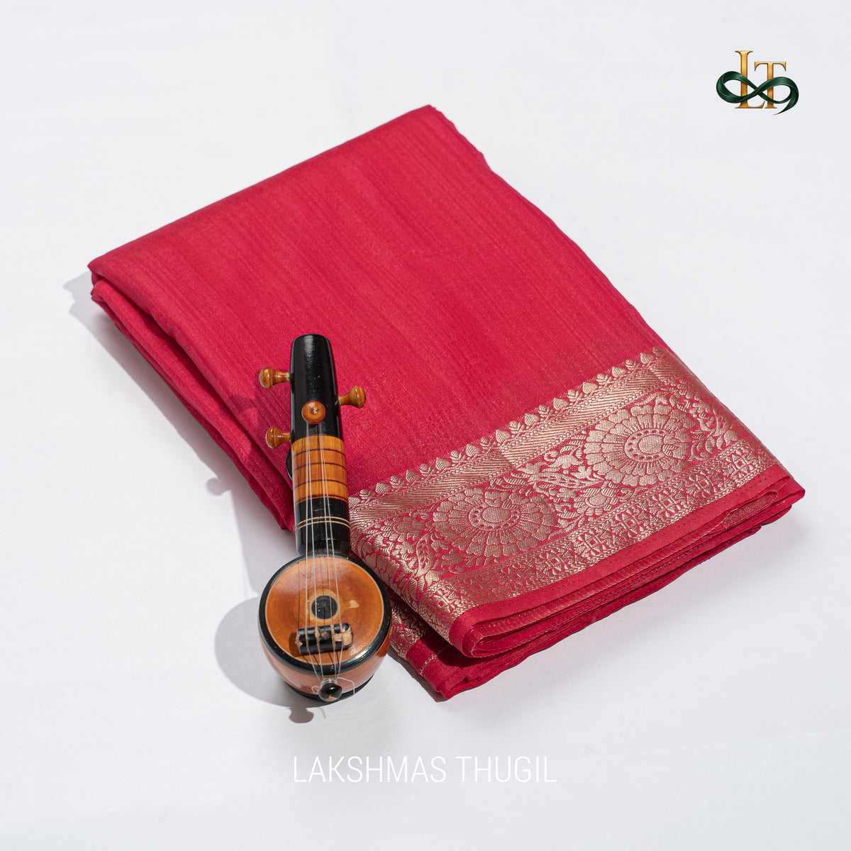 Motka Silk Saree - Rani Pink with Antique Gold Floral Zari