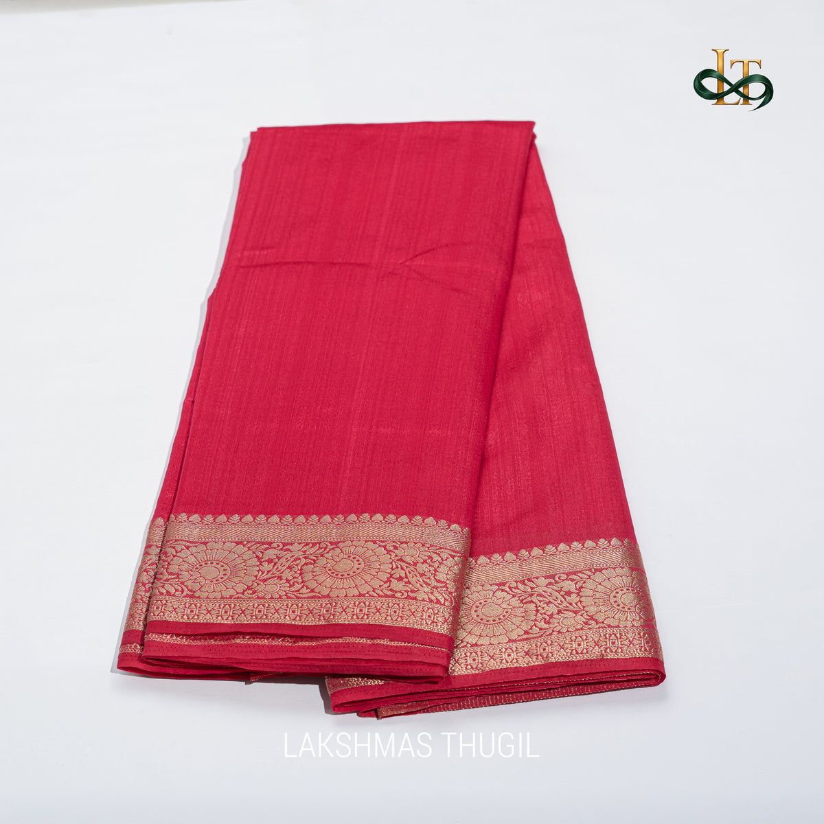 Motka Silk Saree - Rani Pink with Antique Gold Floral Zari