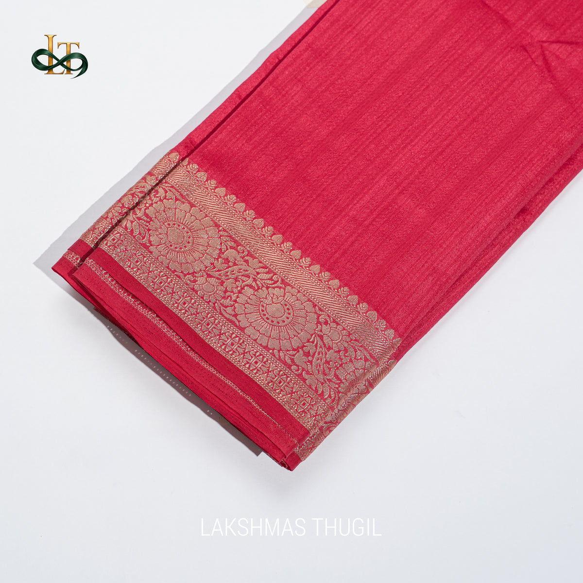 Motka Silk Saree - Rani Pink with Antique Gold Floral Zari