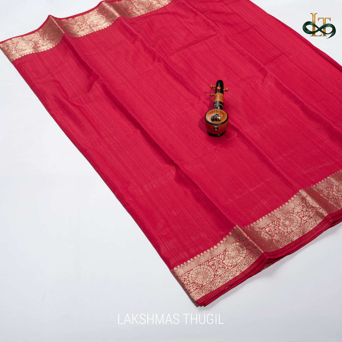 Motka Silk Saree - Rani Pink with Antique Gold Floral Zari