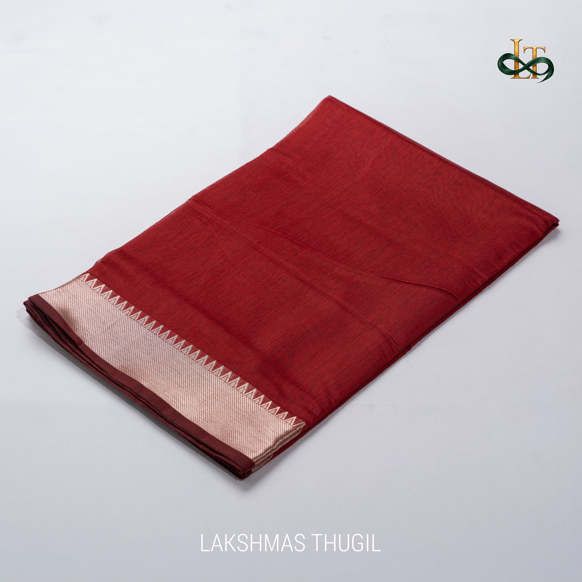 Mangalgiri Cotton Saree – Red with Golden Zari Temple border