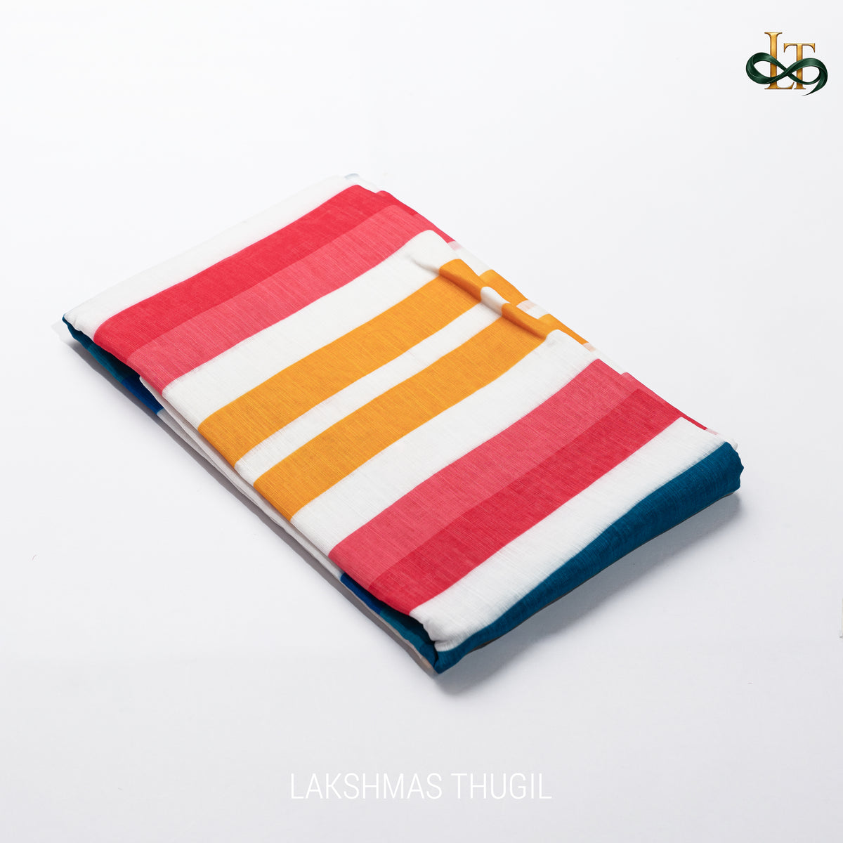 Linen Cotton Saree - Rainbow Stripes Multicolour Handloom-Inspired Drapе