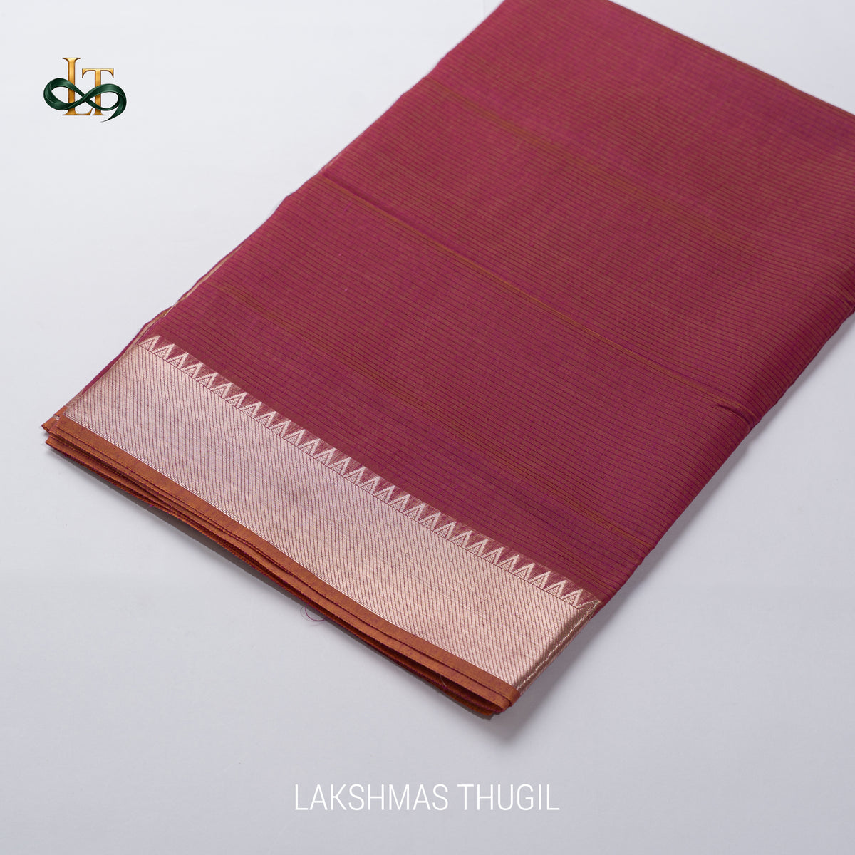 Mangalgiri Cotton Saree – Lite Magenta with Golden Zari Temple border