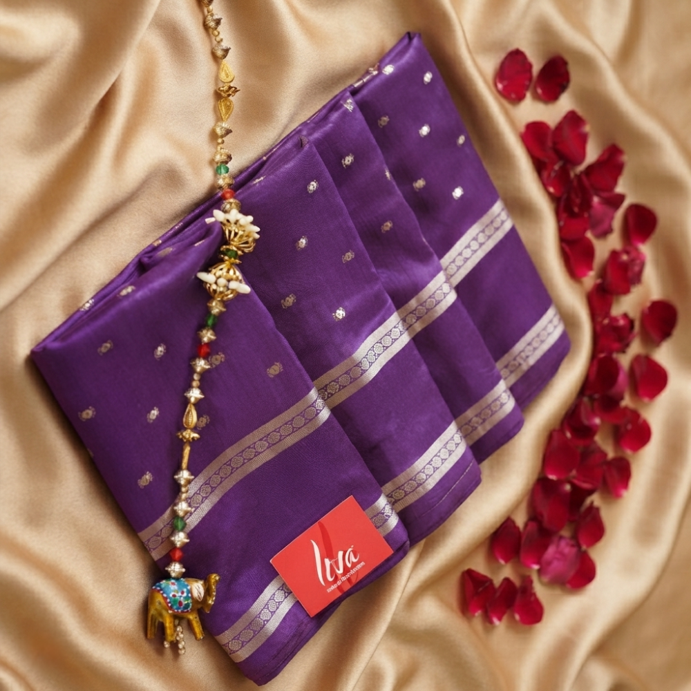 Menmai - Vaira Rekha - Soft Silk Saree - Deep Orchid Purple with Golden Zari