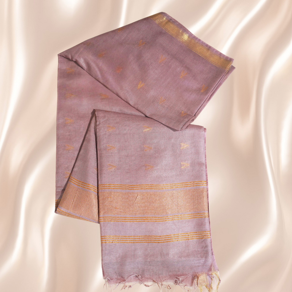 Menmai - Swarna Rekha - Soft Silk Saree - Mauve with Gold Zari