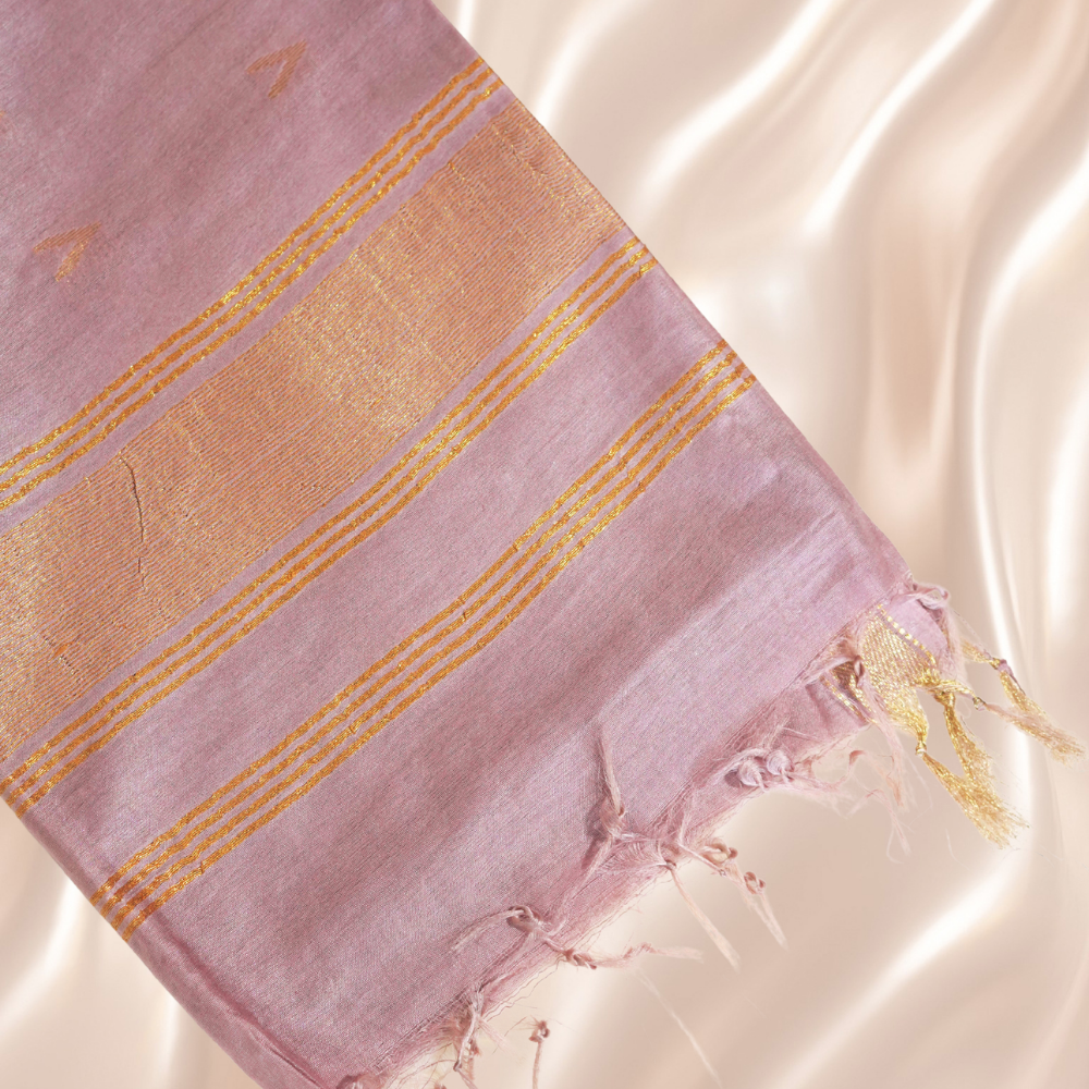 Menmai - Swarna Rekha - Soft Silk Saree - Mauve with Gold Zari