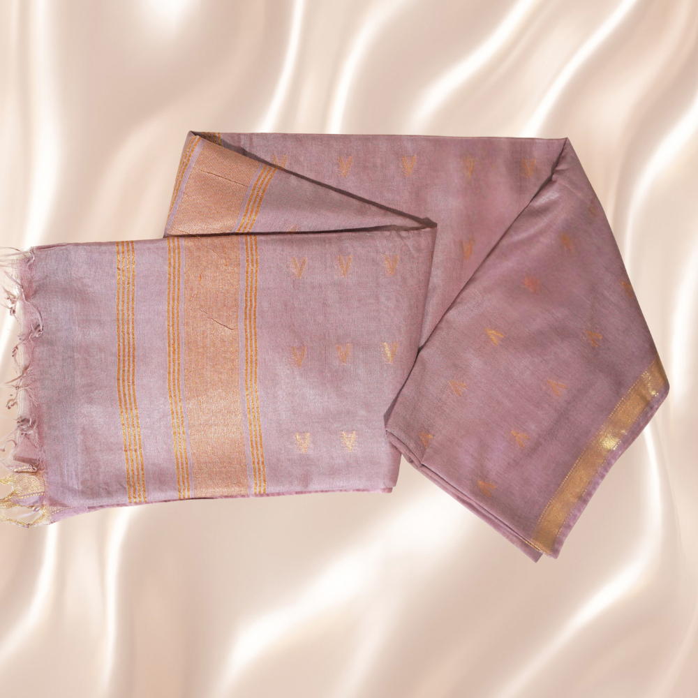Menmai - Swarna Rekha - Soft Silk Saree - Mauve with Gold Zari