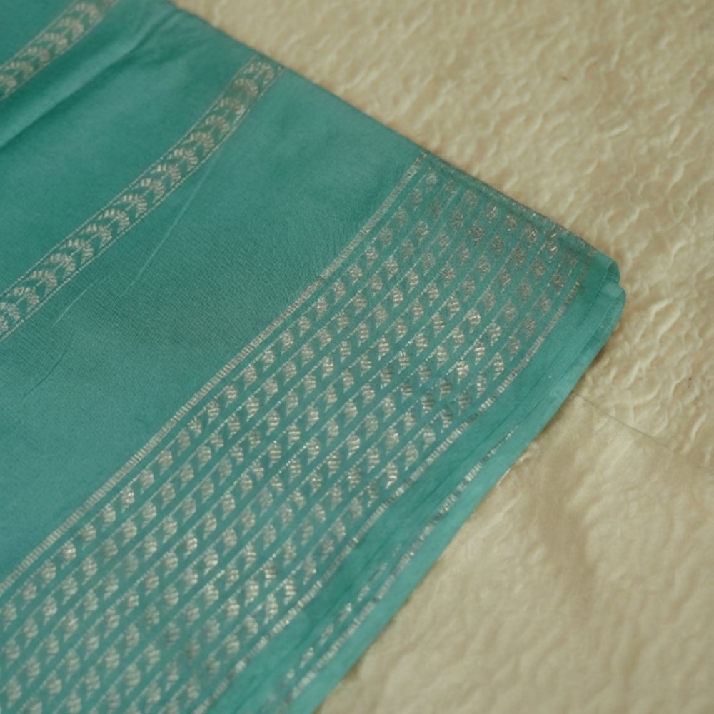 Menmai - Neela Rekha - Soft Silk Saree - Muted Sea Green with Silver Zari