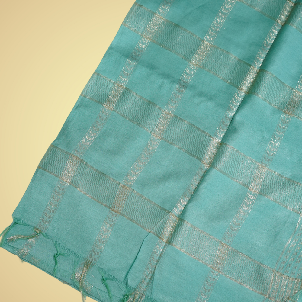 Menmai - Neela Rekha - Soft Silk Saree - Muted Sea Green with Silver Zari