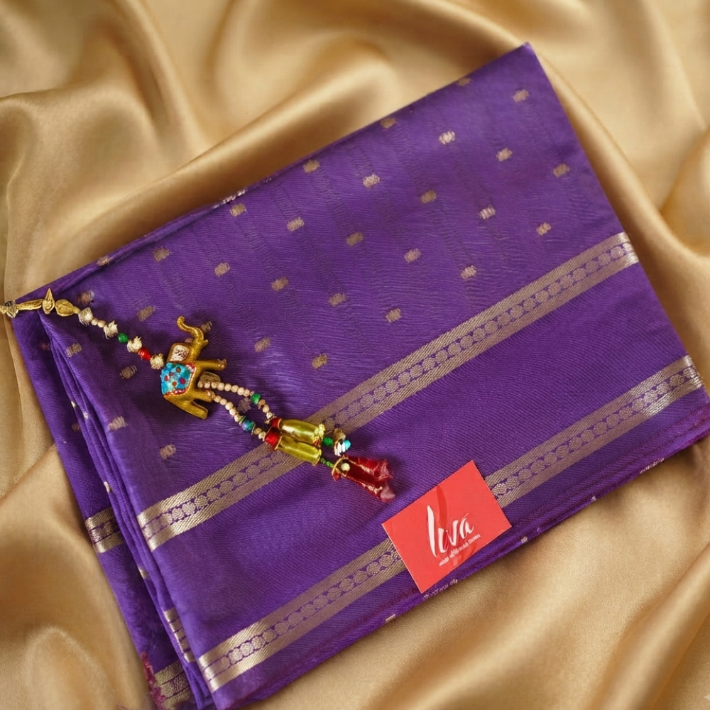 Menmai - Vaira Rekha - Soft Silk Saree - Deep Orchid Purple with Golden Zari
